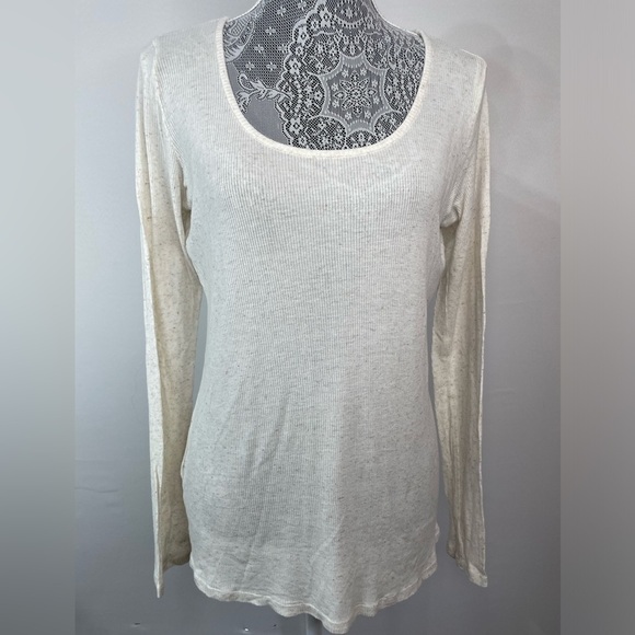Eileen Fisher Top Womens Small Linen Scoop Neck Long Sleeve Basic Minimal Basic - Picture 1 of 4